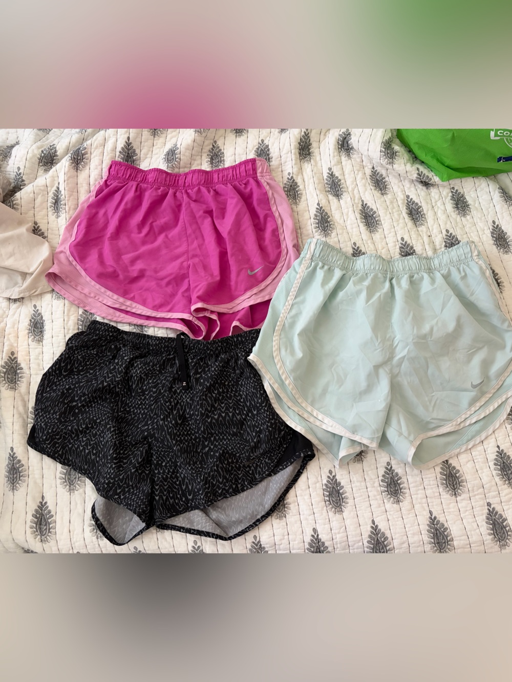 Nike Girls' Shorts Trio - Black, Pink, Light blue
